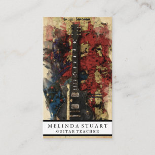 Carte De Visite Moderne minimaliste chic musicien enseignant de gu