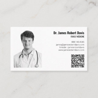 Carte De Visite Moderne minimaliste Docteur Médicale Photo QR Code