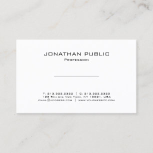 Carte De Visite Moderne minimaliste Élégant Blanc Plat Professionn