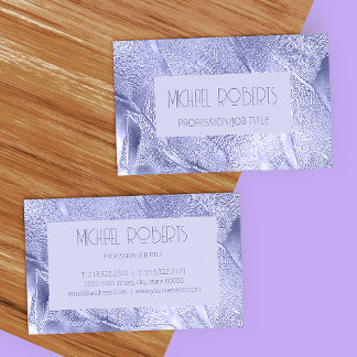 Carte De Visite Moderne minimaliste feuille violet Métallique