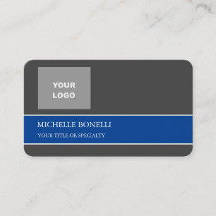 Carte De Visite Moderne minimaliste Gris Couleur Bleu Profond