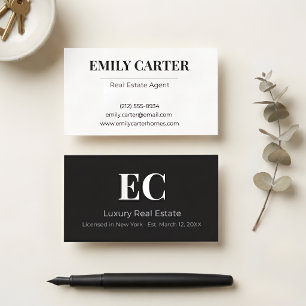 Carte de Visite Moderne Minimaliste Noir Blanc