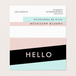 Carte De Visite Moderne minimaliste Pastel Rose & Mint Bonjour