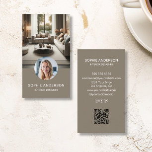 Carte De Visite Moderne Minimaliste Photo Professionnel Taupe