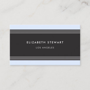 Carte De Visite Moderne minimaliste Professionnel Noir, Bleu Blanc