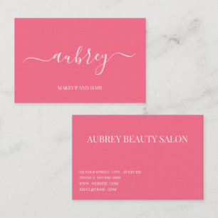 Carte De Visite Moderne minimaliste rose blanc script
