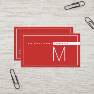 Carte De Visite Moderne minimaliste, rouge architecte
