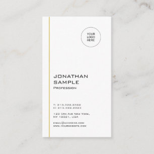 Carte De Visite Moderne Minimaliste Tendance Cool Or Blanc Vertica
