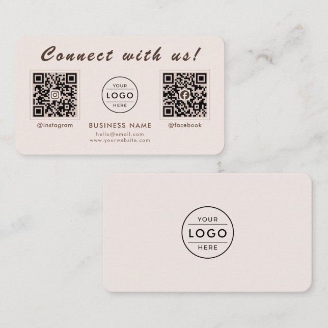 Carte De Visite Moderne Mocha Code QR Double Multi Social (Devant / Derrière)