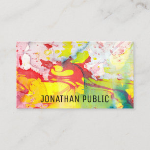 Carte De Visite Moderne modèle abstrait bleu jaune rose rouge