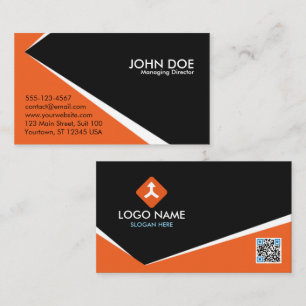 Carte De Visite Moderne modèle personnalisé orange noir