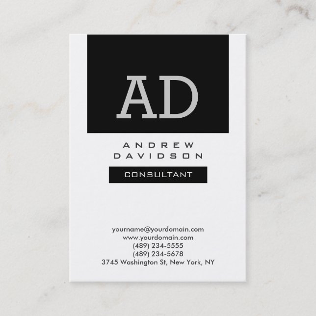 Carte de visite moderne monochrome tendance (Devant)