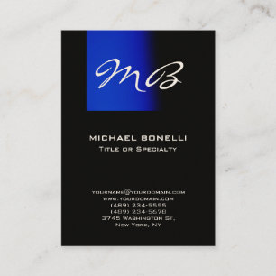 Carte de visite moderne monogramme bleu grassouill