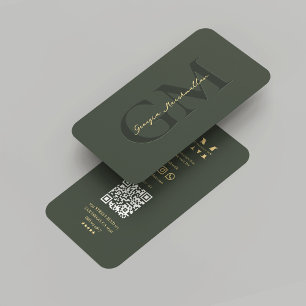 Carte De Visite Moderne Monogramme Dark Green Marketing Profession