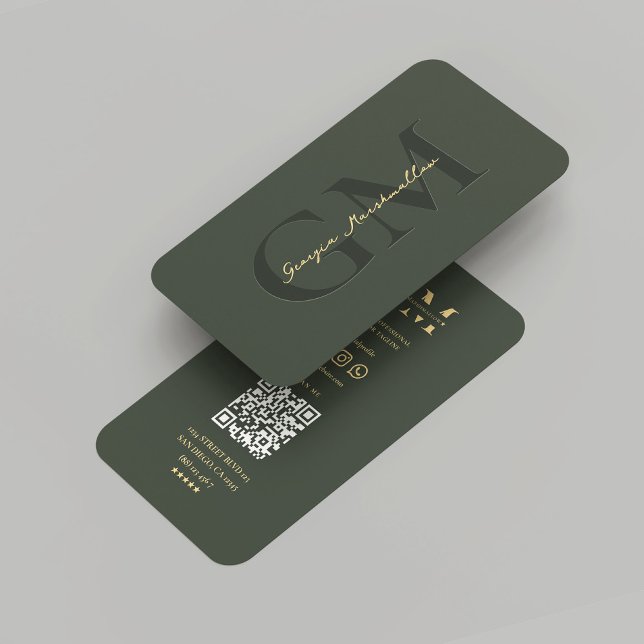 Carte De Visite Moderne Monogramme Dark Green Marketing Profession (Modern Monogram Dark Green Marketing Professional Business Card
)