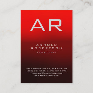 Carte de visite moderne Monogramme élégant et roug