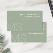 Moderne Monogramme Minimaliste Vert Sauge Professi