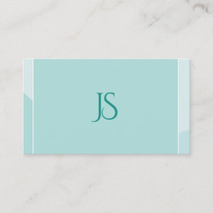 Carte De Visite Moderne Monogramme Professionnel Simple Vert Chic