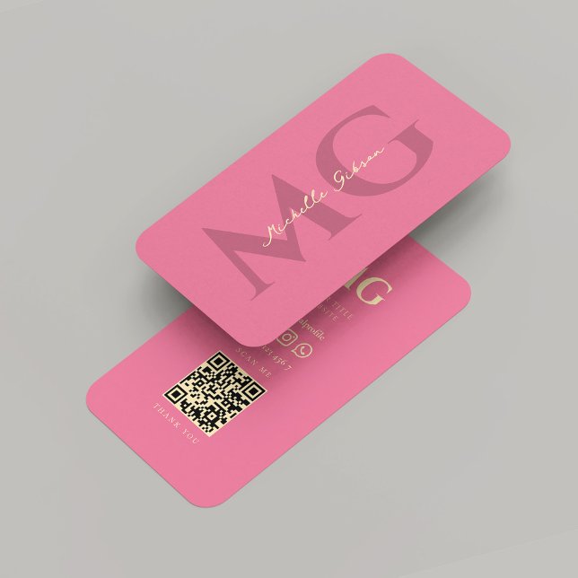 Carte De Visite Moderne Monogramme rose Élégant Professionnel (Modern Monogram Pink Elegant Professional Business Card
Check our collection or DM for more details)