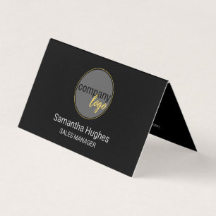 CARTE DE VISITE MODERNE NOIR COMPANY LOGO FOLDED