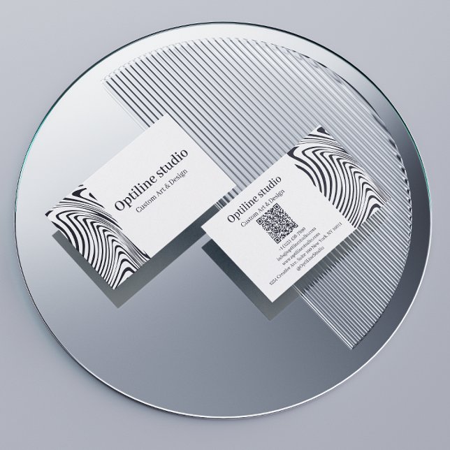 Carte de visite moderne noir et blanc Op Art (Créateur téléchargé)