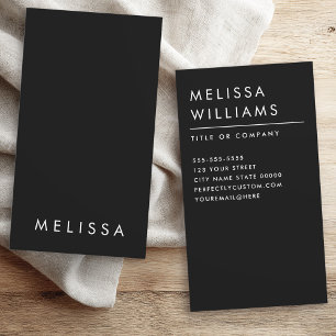 Carte De Visite Moderne noir minimaliste professionnel vertical