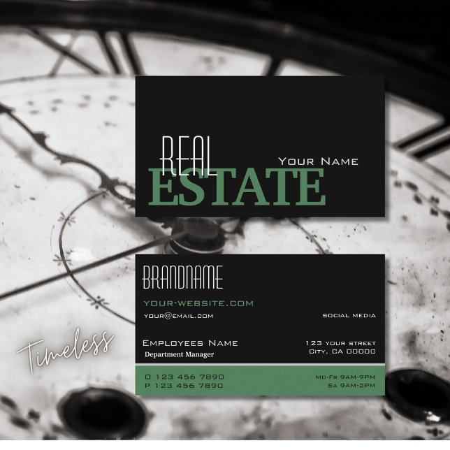 Carte De Visite Moderne noir vert blanc Simple et professionnel (Créateur téléchargé)