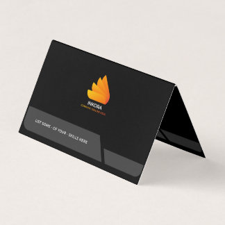 Carte de visite moderne noire et or avec code QR