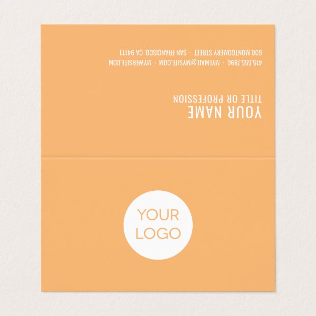 Carte De Visite Moderne Orange Professional avec logo (Extérieur déplié)