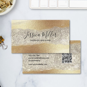 Carte De Visite Moderne Pailleté de Diamant en Or Faux Luxe Glam
