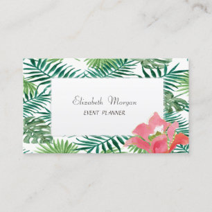 Carte De Visite Moderne Palmier Tropical Hawaïen Hibiscus