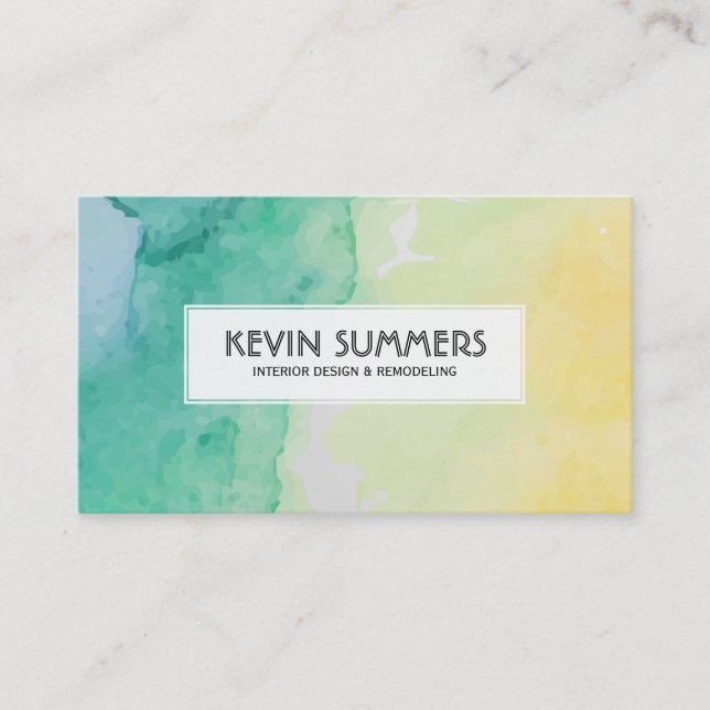 Carte De Visite Moderne Pastel Aquarelles Arrière - plan (Devant)
