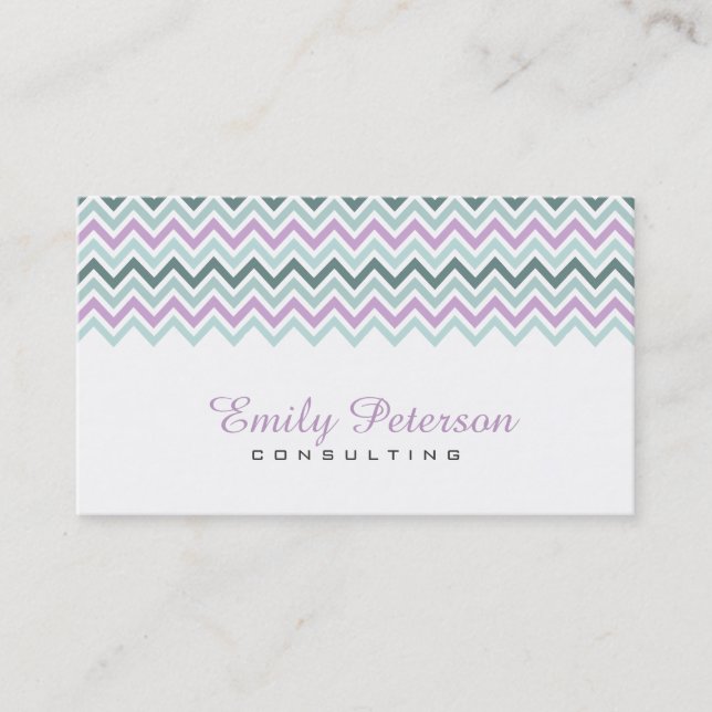 Carte De Visite Moderne Pastel coloré Chevron Motif (Devant)