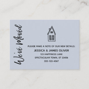 Carte De Visite Moderne, Petite Maison "Nous avons déménagé" Dusty