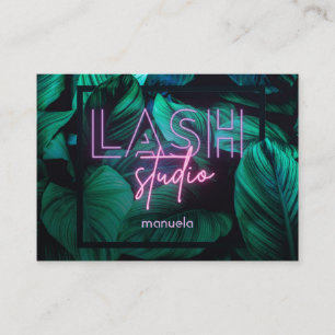 Carte De Visite Moderne Pink Neon Lash Studio Professionnel