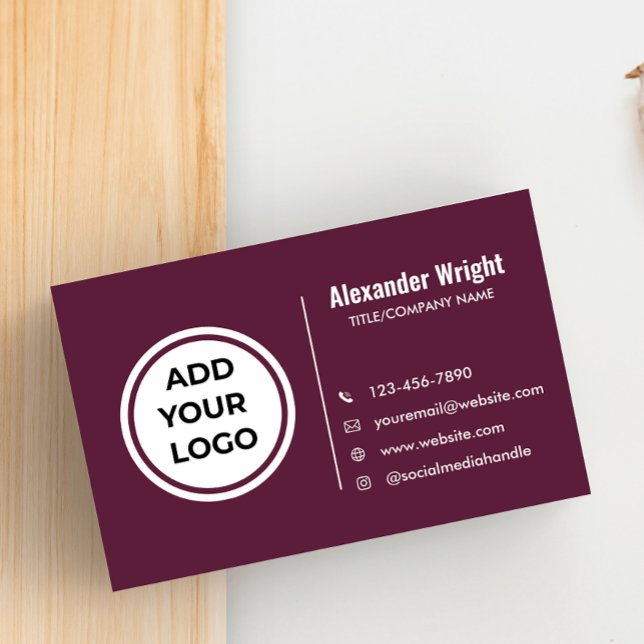 Carte de visite Moderne Plum Berry Ajouter un logo (Créateur téléchargé)