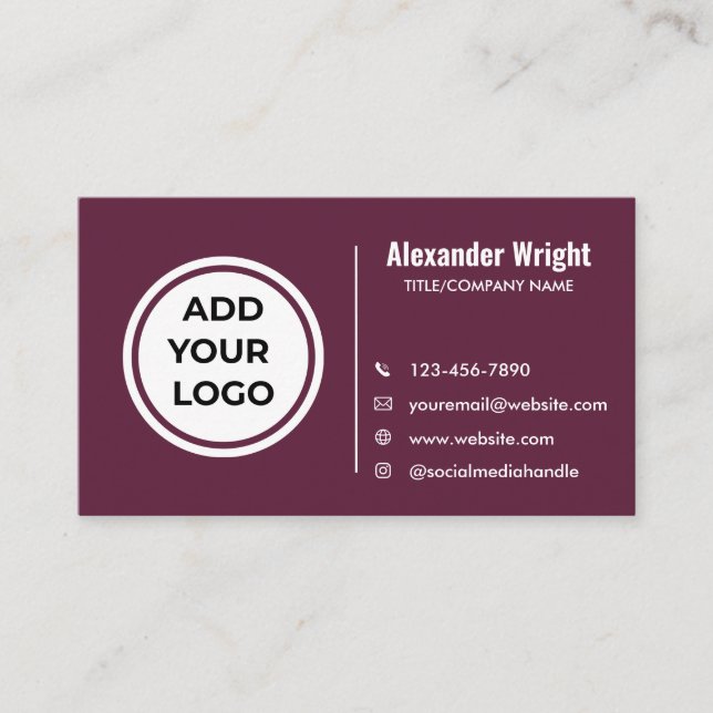Carte de visite Moderne Plum Berry Ajouter un logo (Devant)