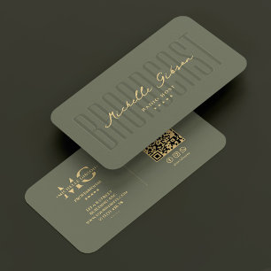 Carte De Visite Moderne Podcast Radio Hôte Diffusion Sage Green