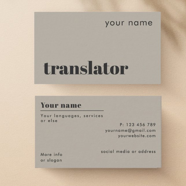 Carte de visite moderne pour traducteur (Créateur téléchargé)