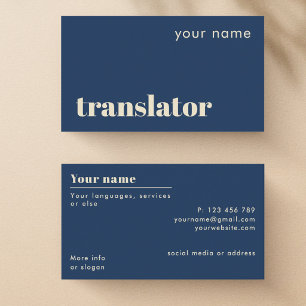 Carte de visite moderne pour traducteur