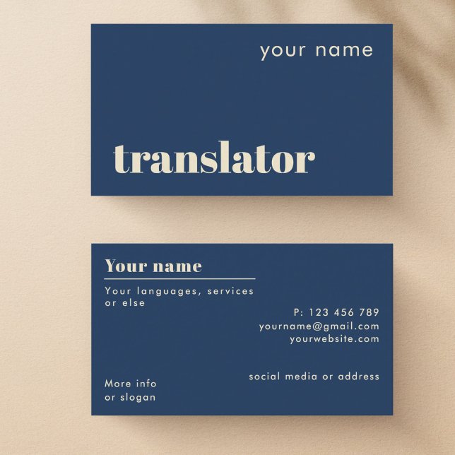 Carte de visite moderne pour traducteur (Créateur téléchargé)
