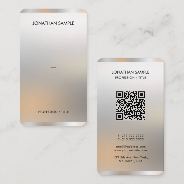 Carte De Visite Moderne Premium Silver Papier Glamor Silver Luxe (Devant / Derrière)