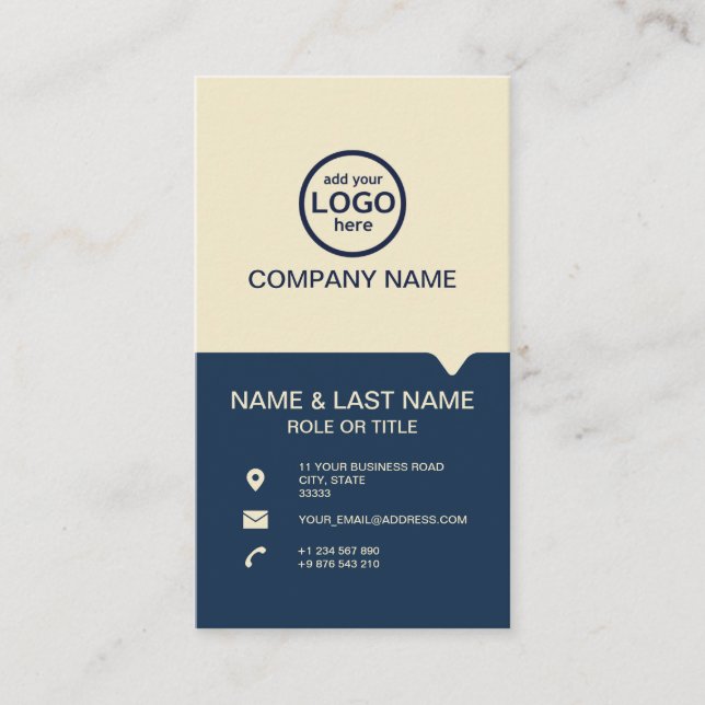 Carte De Visite Moderne Professionnel 2 couleurs ajoutez votre log (Devant)