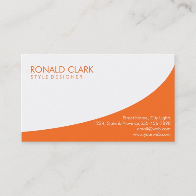Carte De Visite Moderne Professionnel Blanc Simple Orange (Devant)