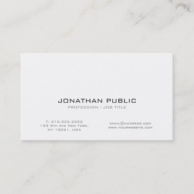 Carte De Visite Moderne Professionnel Blanc Smart Creative Plain (Devant)