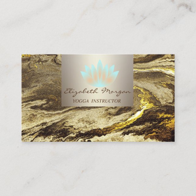 Carte De Visite Moderne Professionnel Charmeant, Lotus, Marbre (Devant)