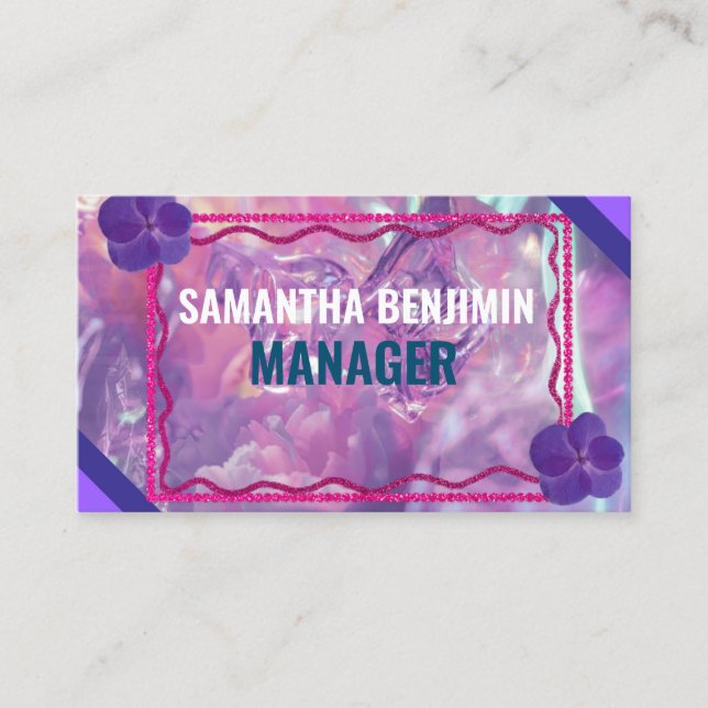 Carte De Visite Moderne Professionnel Classique Purple Rose Style (Devant)