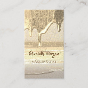 Carte De Visite Moderne Professionnel, Confetti Or, Gouttes