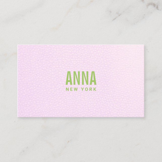 Carte De Visite Moderne Professionnel  Cuir Rose et Vert  (Devant)