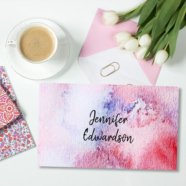 Carte De Visite Moderne professionnel de l'aquarelle tendance (Modern elegant watercolor splatter professional business card.)
